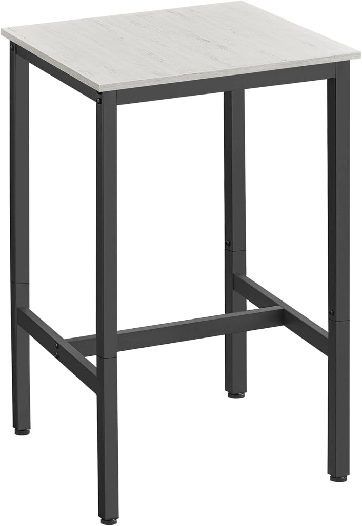 VASAGLE Tavolino da Bar, Tavolino Alto Quadrato per Colazione, Struttura in Acciaio, 60 x 60 x 92 cm, Montaggio Facile, per Cucina Soggiorno, Stile Moderno, Beige Rovere e Bianco Classico LBT025W09