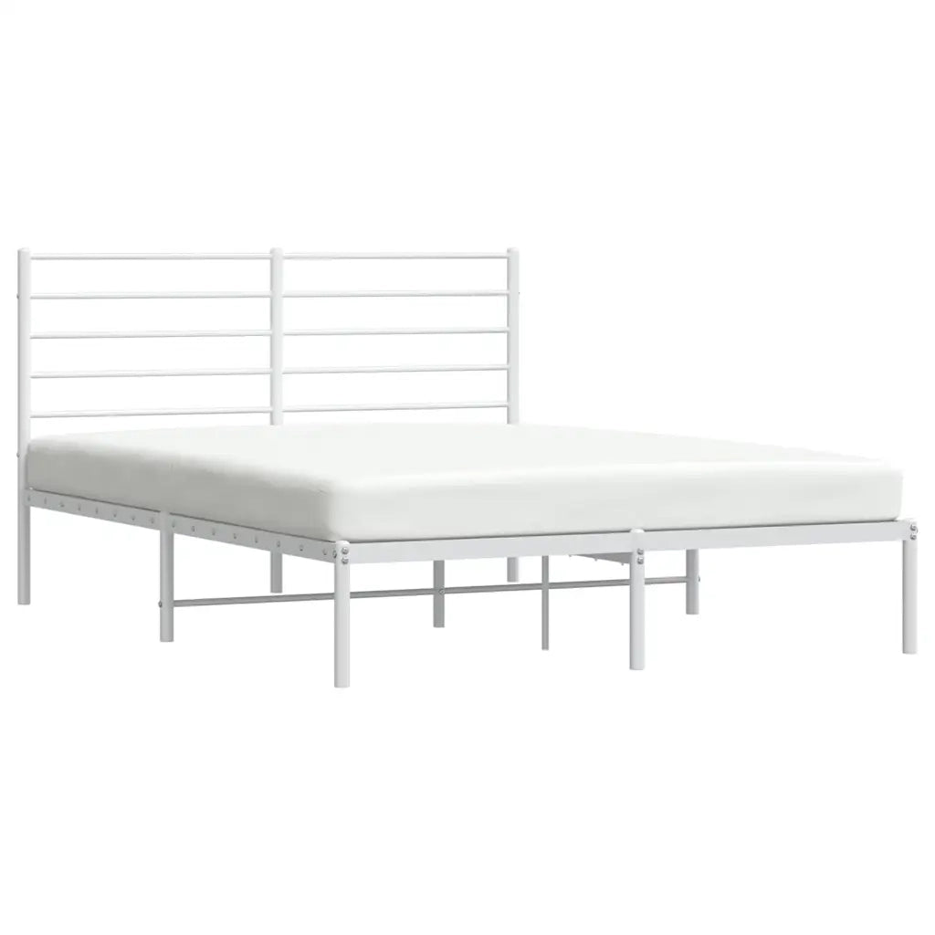 Letto matrimoniale | Letto per adulti | Giroletto con Testiera Metallo Bianco 140x190 cm