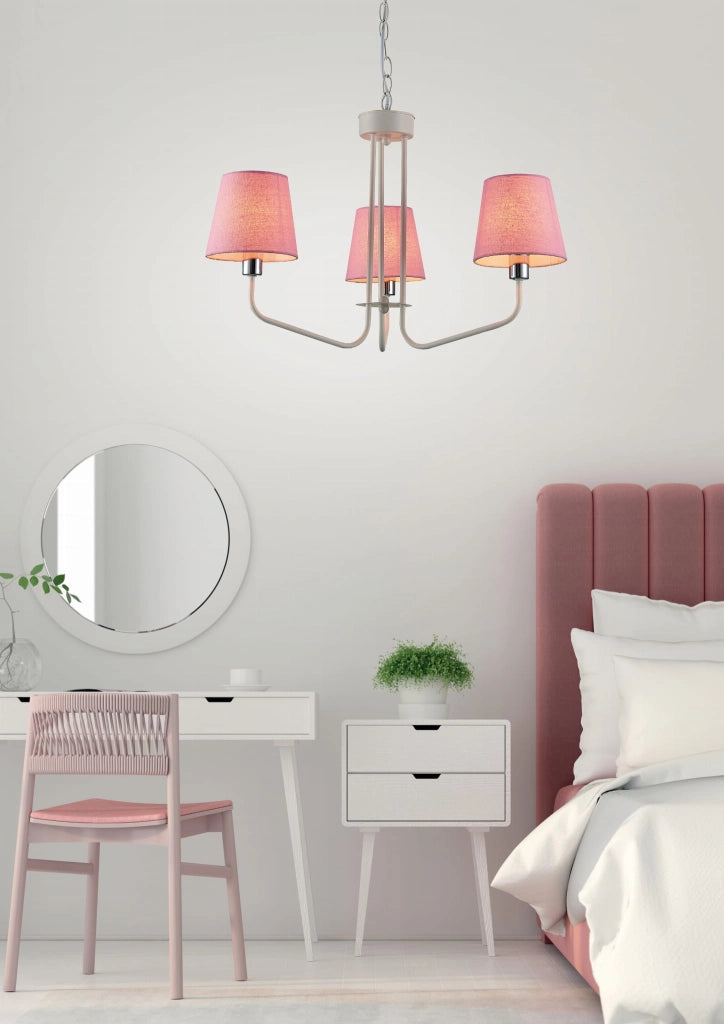 Lampadario Candellux York 3xE14 dimmerabile rosa Ø58cm