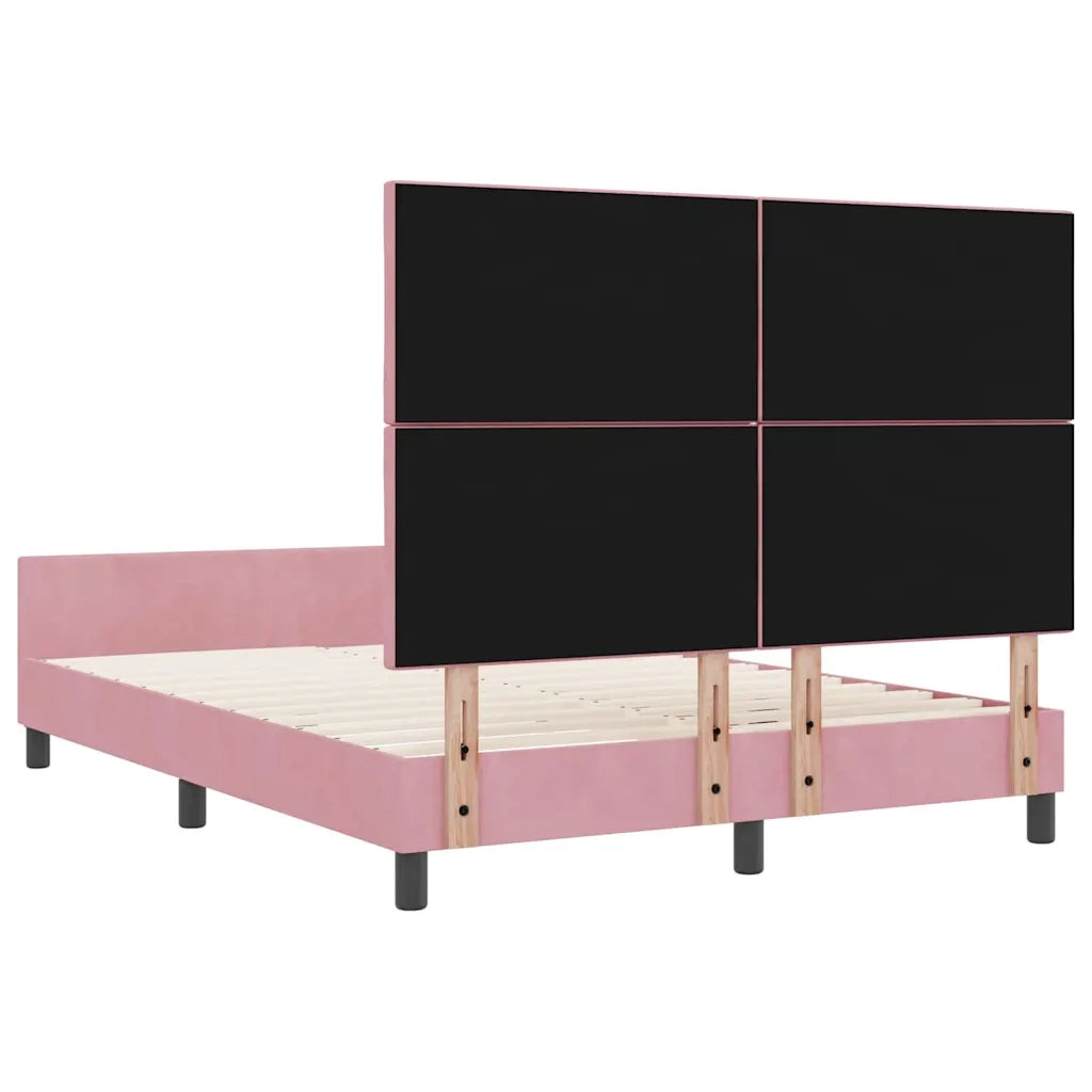 Letto a molle con testiera Rosa 140 x 200 cm Velluto 3345016