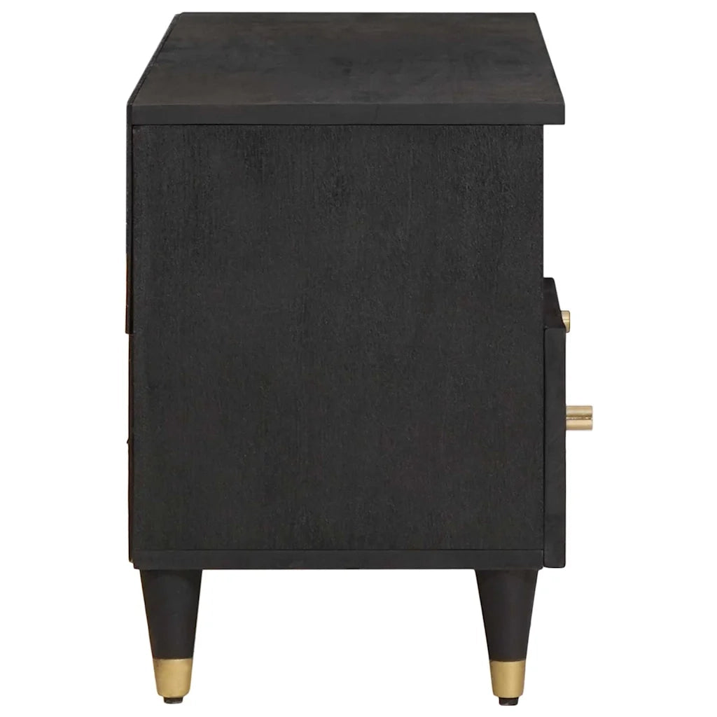 Mobile TV Nero 100 x 33 x 46 cm Legno di mango massello