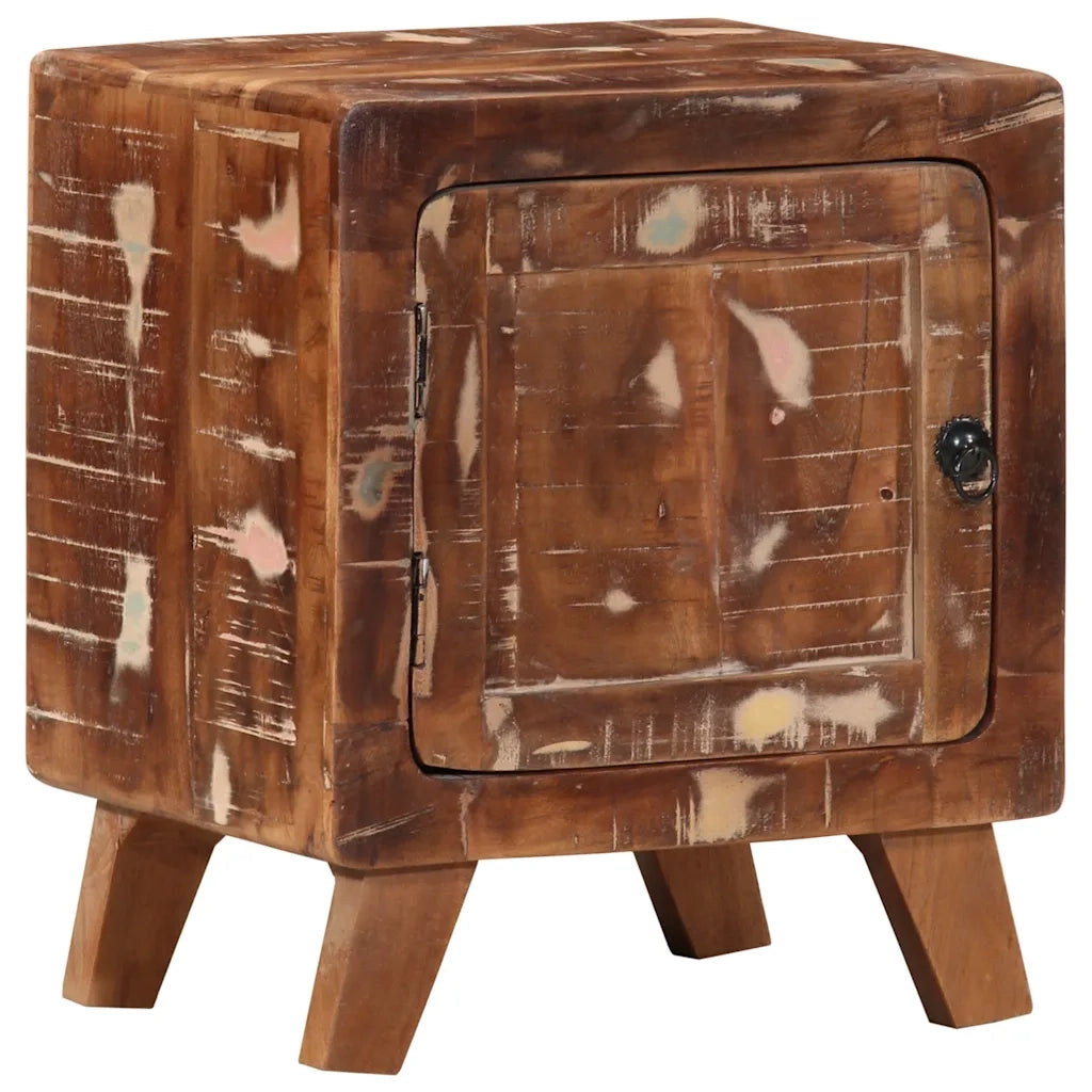 Set di 2 Comodini | Armadio da Notte | Mobiletto da notte 40x32x46 cm in Legno Massello di Recupero