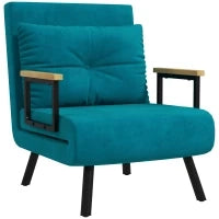 Poltrona Letto 3 in 1 con Schienale Reclinabile in 5 Posizioni e Cuscino, 63x73x81 cm, Blu Scuro