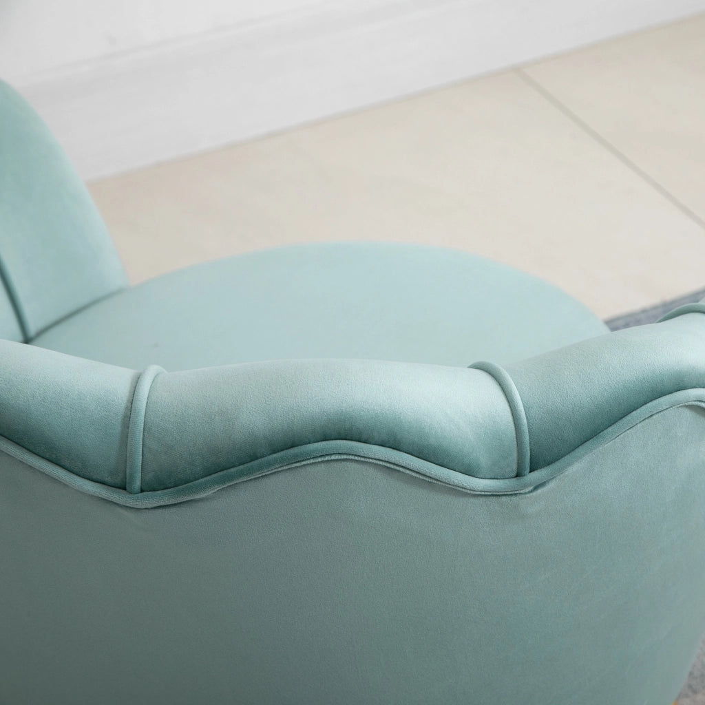 EasyComfort Poltroncina Vintage di Design in Velluto Blu, Poltroncina da Camera con Schienale Alto 76x67x74cm, Verde
