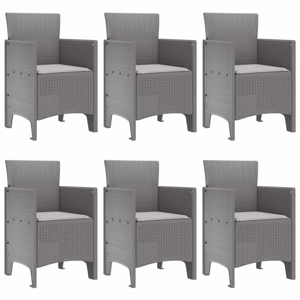Set da Pranzo per Giardino 7 pcs Grigio chiaro Rattan Polt