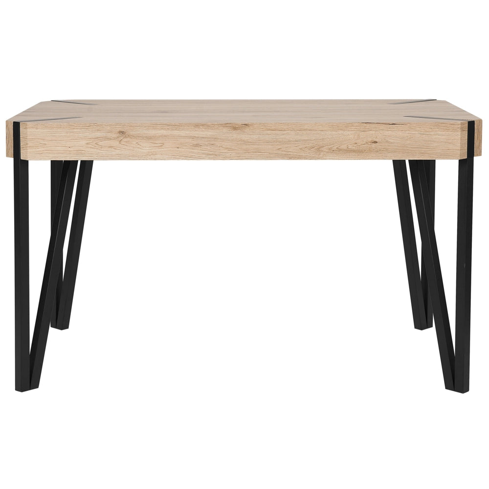 Tavolo da pranzo leggero piano in legno gambe in metallo Nero 130 x 80 cm 6 posti rettangolare industriale