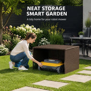 Robotic Lawnmower Garage, Brown, 86x90x52/57 Cm, Poly Rattan