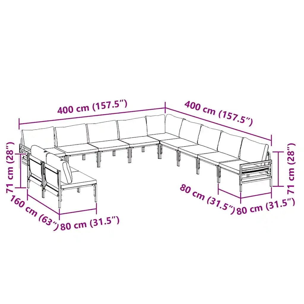 vidaXL Set Divano da Giardino 11 pcs Antracite Acciaio