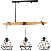 Lampada a sospensione Polux Vigo 3xE27 nero legno metallo