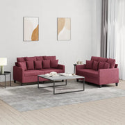 vidaXL Set di Divani 2 pz con Cuscini Rosso Vino in Tessuto