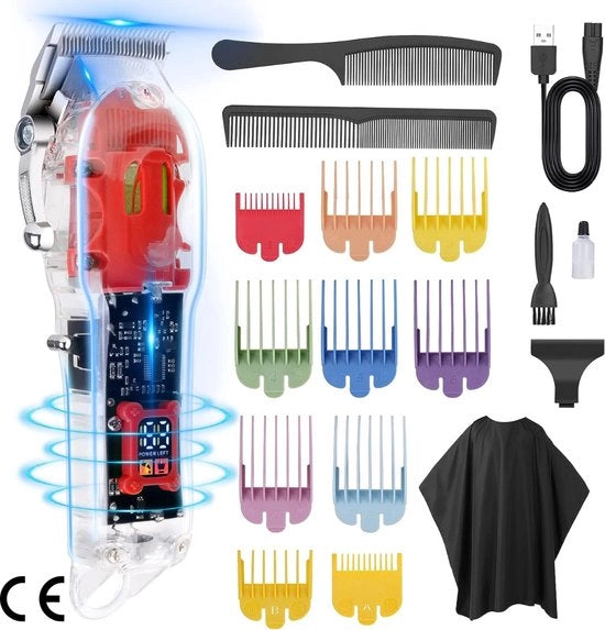 Tondeuse Senza Fili per Uomini - Tondeuse e Trimmer per Barba - Incluso Kapperscape, 10 Set di Lame Guidate e 2 Lame per Capelli - Impostazione di Taglio per Capelli con Kapperscape per una Perfetta Stilizzazione dei Capelli