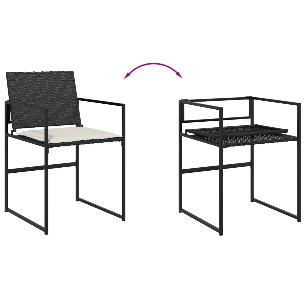 Set da Pranzo da Giardino 17 pz con Cuscini Nero in Polyrattan 3295067