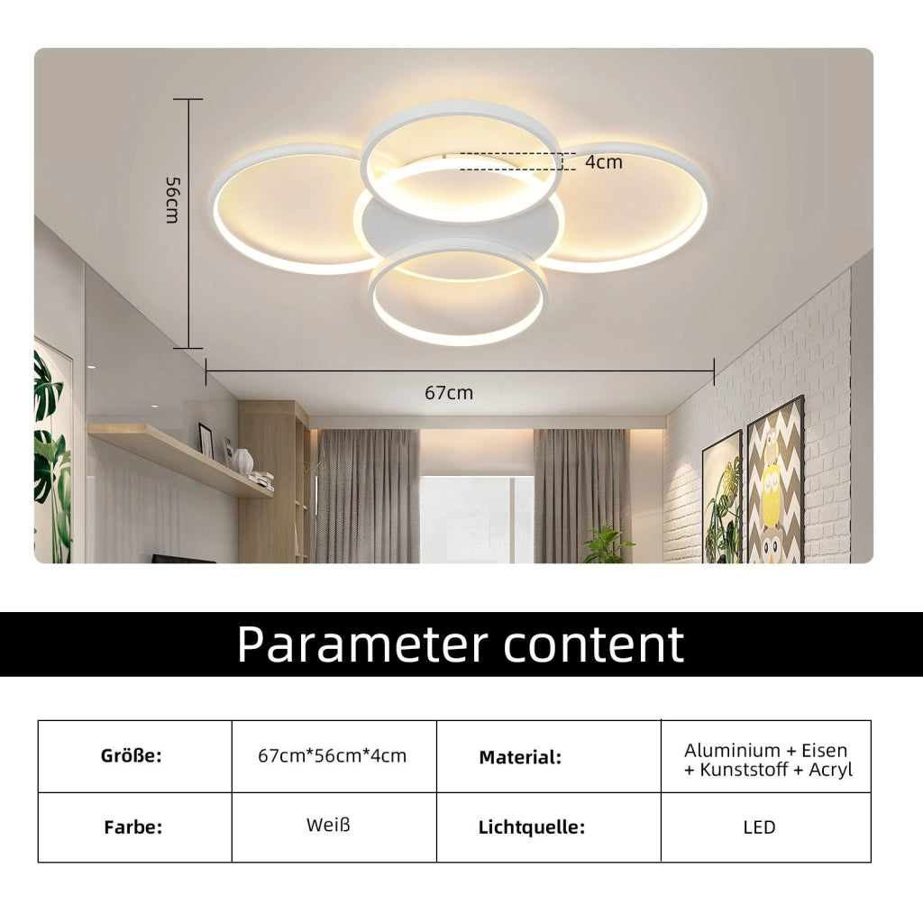 ZMH Lampada da soffitto plafoniera LED dimmerabile 5 anelli 70W telecomando per soggiorno ufficio