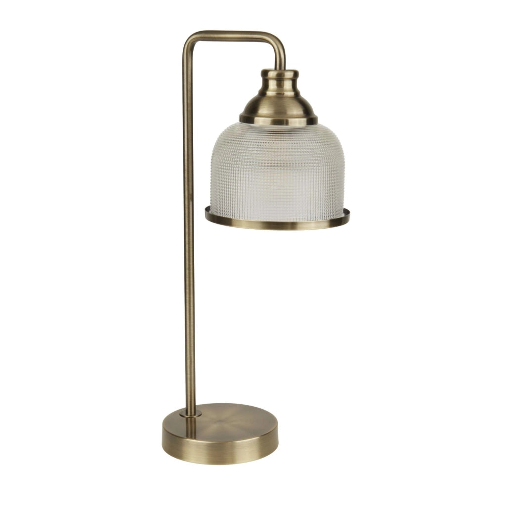 Lampada da tavolo Bistro II - Ottone antico e vetro in stile Holophane