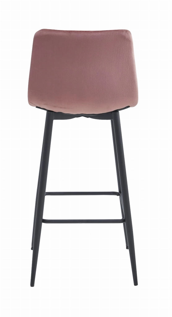 Sgabelli da bar Valora TEOTO in velluto rosa scuro con gambe in acciaio nero x2