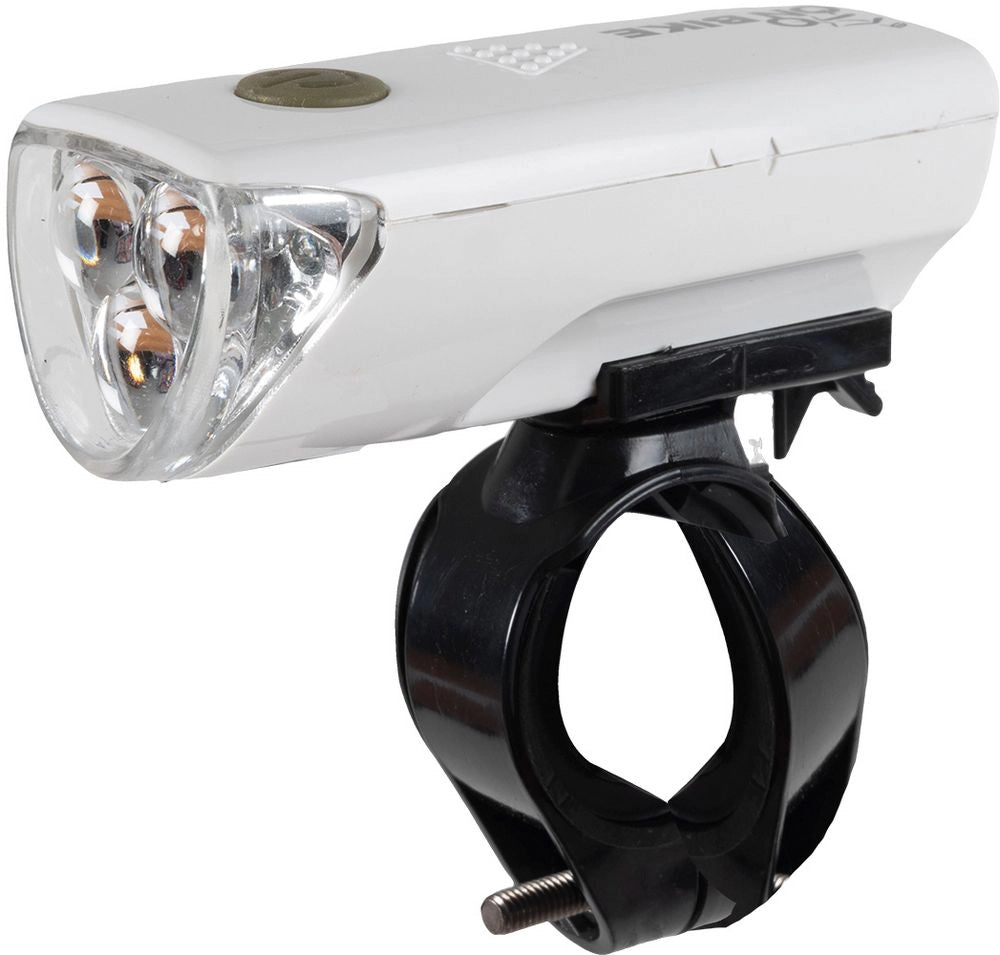 Fanale anteriore bici tre LED bianchi aggancio al manubrio