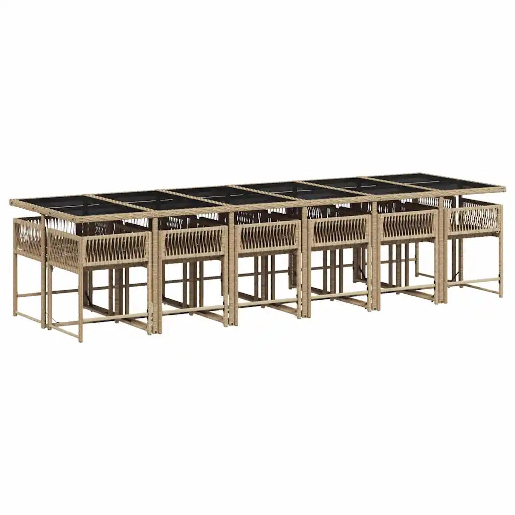 Set Pranzo da Giardino 13 pz con Cuscini Beige Misto Polyrattan 3211488
