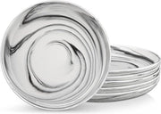 Set di piatti da tavola per 6 persone - 25 cm - piatti a forma di conchiglia per pasta - set di piatti da tavola in marmo grigio - piatti da tavola per antipasto pasta zuppa frutta - resistente a microonde e lavastoviglie