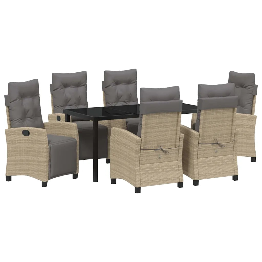 Set da Pranzo per Giardino con cuscino 7 pcs Beige polyrattan 3380453