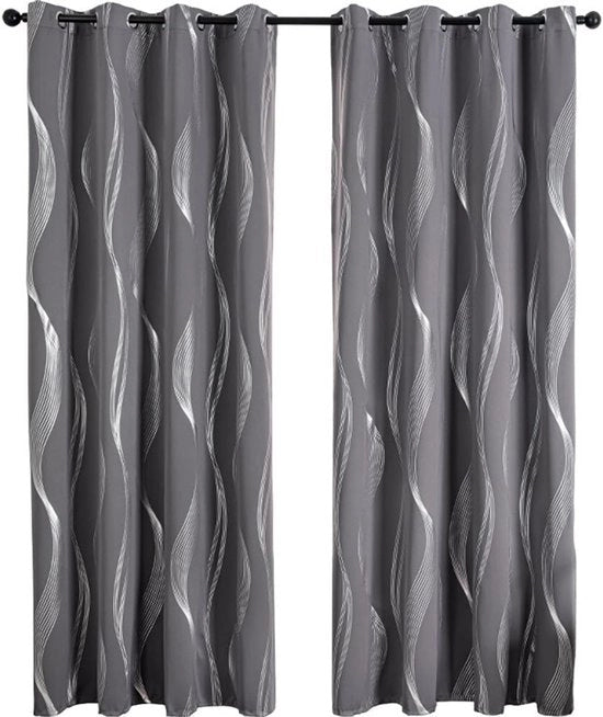 Gordini oscuranti, anelli, tende geotermiche/tende/ tende a vetro, 2 pannelli tende, tende oscuranti antisfondamento per camera da letto e soggiorno, camera dei bambini (grigio, 132 * 244 cm)