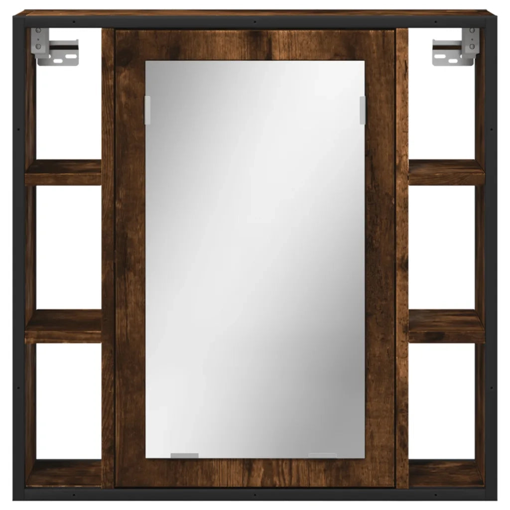Mobile Bagno | Armadio da bagno Specchio Rovere Fumo 60x16x60 cm Legno Multistrato