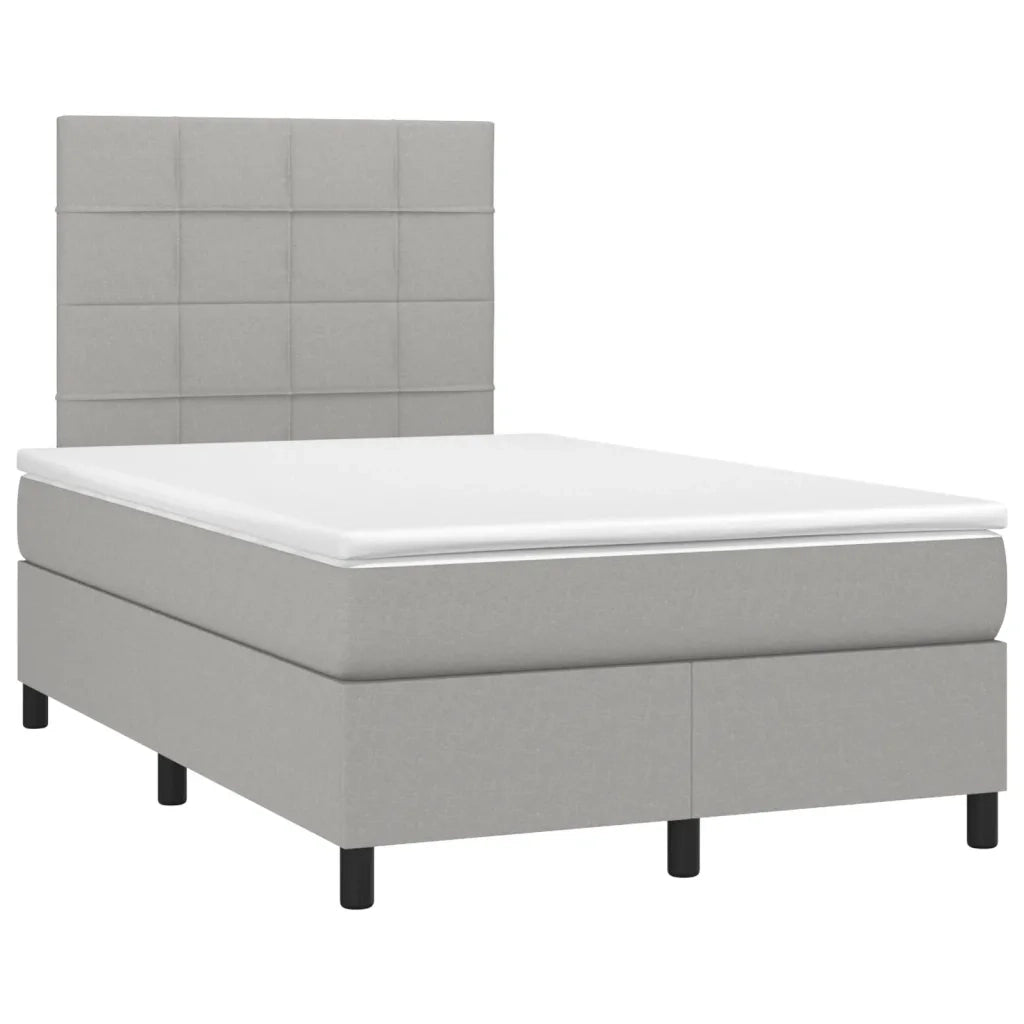 Giroletto a Molle con Materasso Grigio Chiaro 120x190cm Tessuto