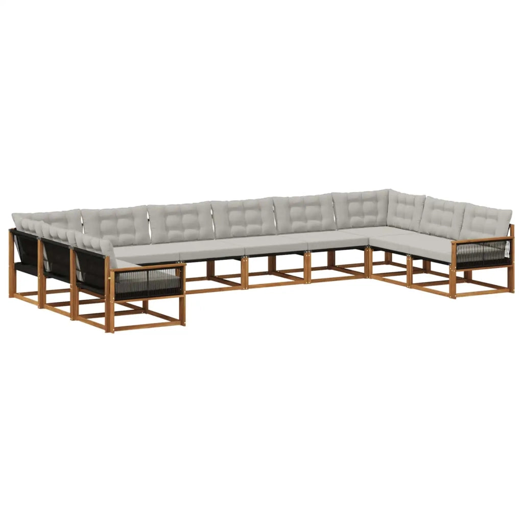Set di divani da esterno 10 pcs Naturale e Grigio Chiaro 3381711