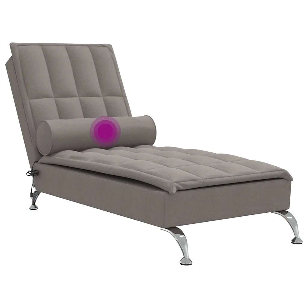 Chaise Longue Massaggi con Capezzale Tortora in Tessuto CFW2637992