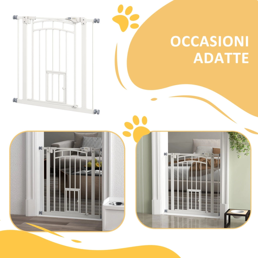 Cancellino per Cani taglia Piccola e Media 74-80x76 cm in Acciaio e PA Bianco
