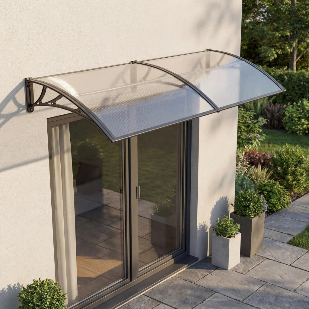 Pensilina per Ingresso Mellerud in Policarbonato 200 x 100 cm Trasparente / Nero [en.casa]