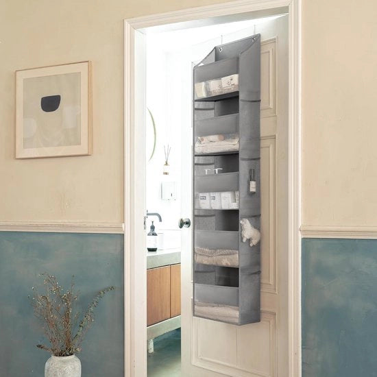 Organizzatore per le Porte con 5 Cassettoni - Grigio - Scaffale Appeso alla Porta con Slittelli di Scorrimento