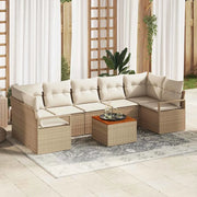 Set Divano da Giardino con cuscino 8 pcs Beige polyrattan
