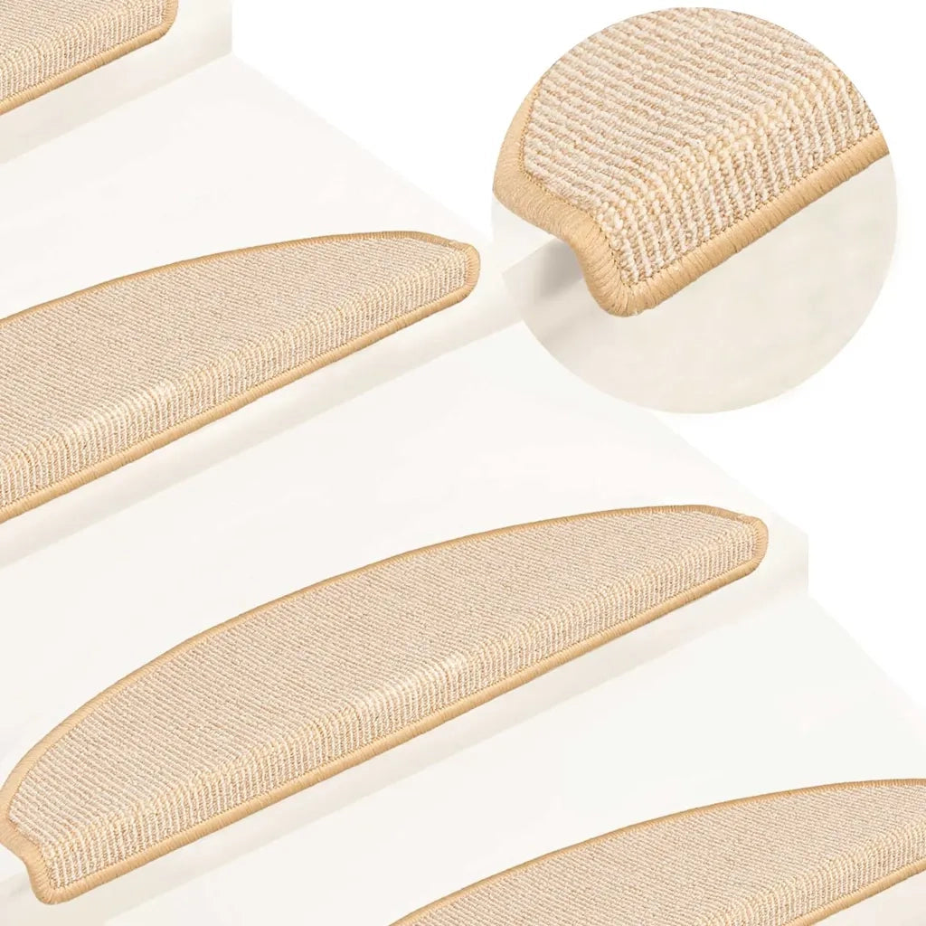 Tappetini per scale 15 pz 65x21x4 cm Crema Semicircolari Grandi 149861