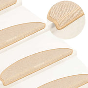 Tappetini per scale 15 pz 65x21x4 cm Crema Semicircolari Grandi 149861