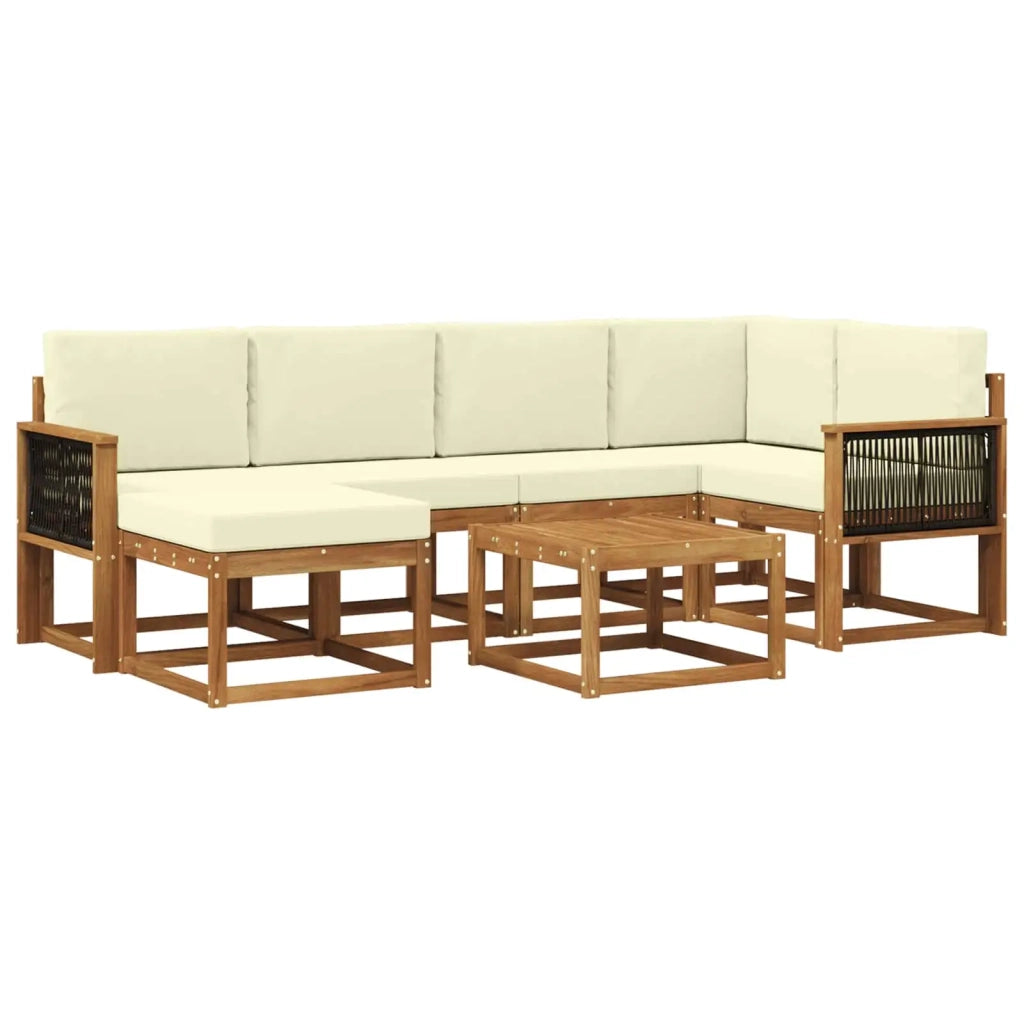 Set di divani da esterno con cuscino 7 pcs Naturale e Crema 3385371