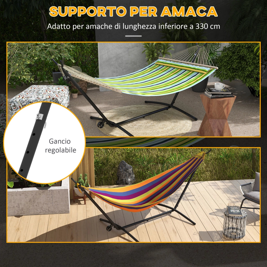 Supporto per Amaca con Rotelle ¨C Zephmum ¨C Nero, Metallo, 290x120x115 cm