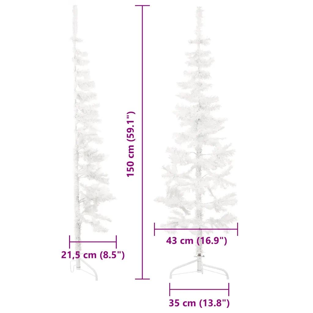 Albero Natale | Decorazioni natalizie Artificiale Sottile a Met¨¤ Supporto Bianco 150 cm