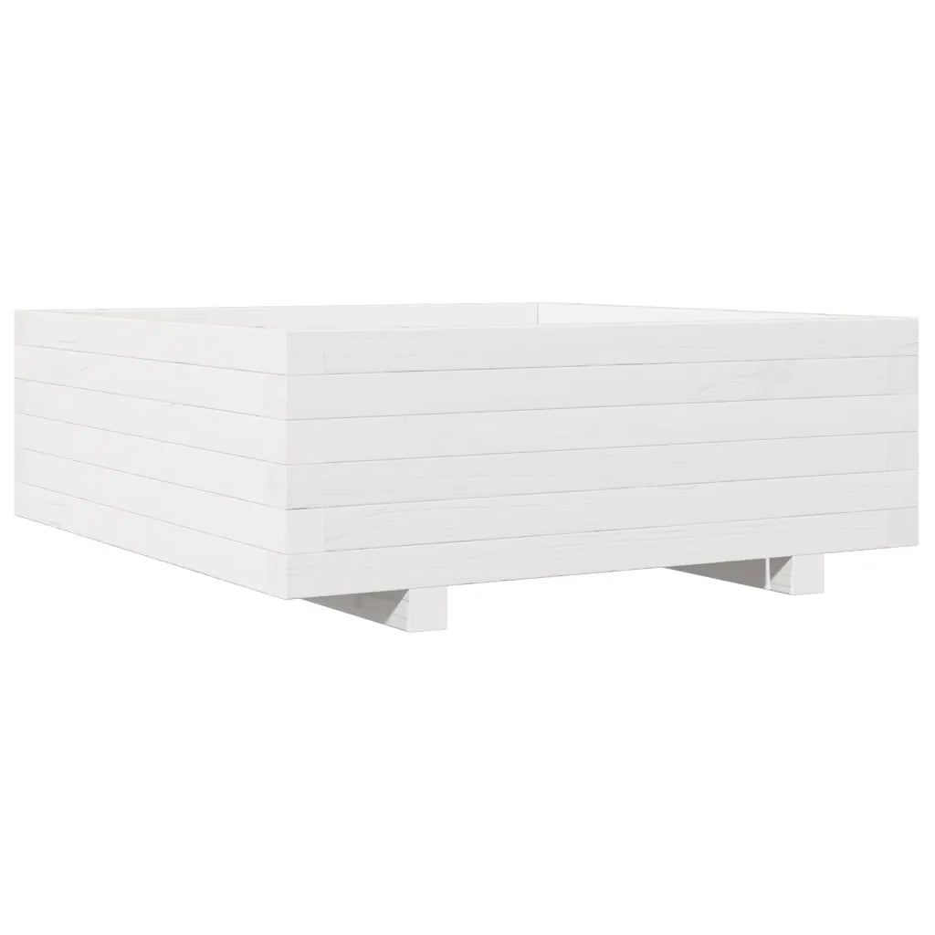 Fioriera | Cassetta per fiori | Vaso da Giardino Bianca 70x70x26,5cm Legno Massello di Pino