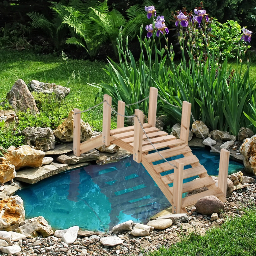 Easycomfort Ponte Ponticello da Giardino in Legno per Laghetto con Passerella ad Arco, Impermeabile per Esterni, 100x32x48cm
