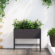Vaso da giardino-Fioriera Esterno-Contenitore per Piante Rialzato Nero 60 x 26 x 45 cm Acciaio