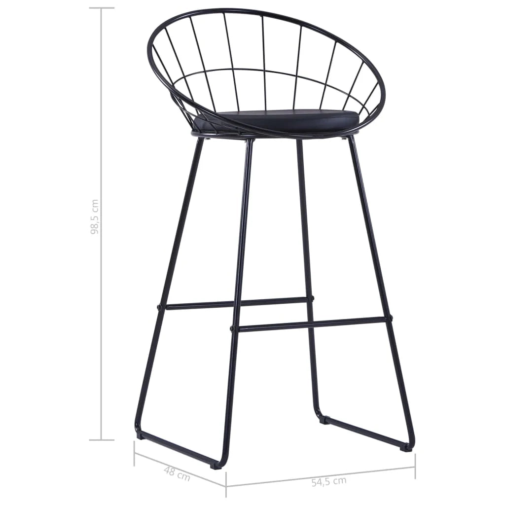 Set di due sgabelli da bar di design seduta sintetica nera struttura in acciaio 1202176