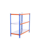 Scaffale in metallo Simon Rack senza viti colore blu/arancio/galvanizzato 3 ripiani 900x800x500 mm Made in Spain