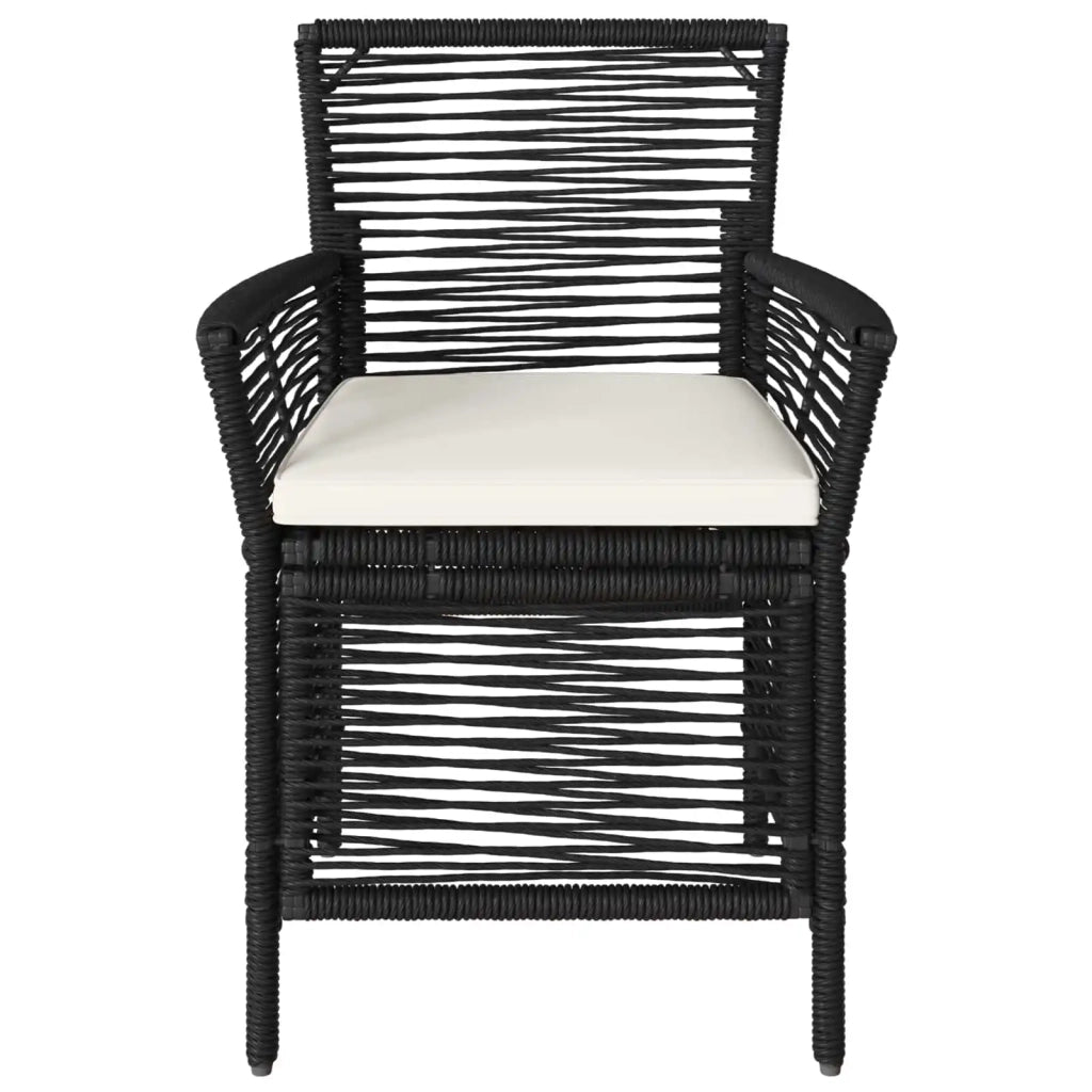 Sedia da esterno con cuscino 2 pcs Nero e Crema polyrattan 42026686