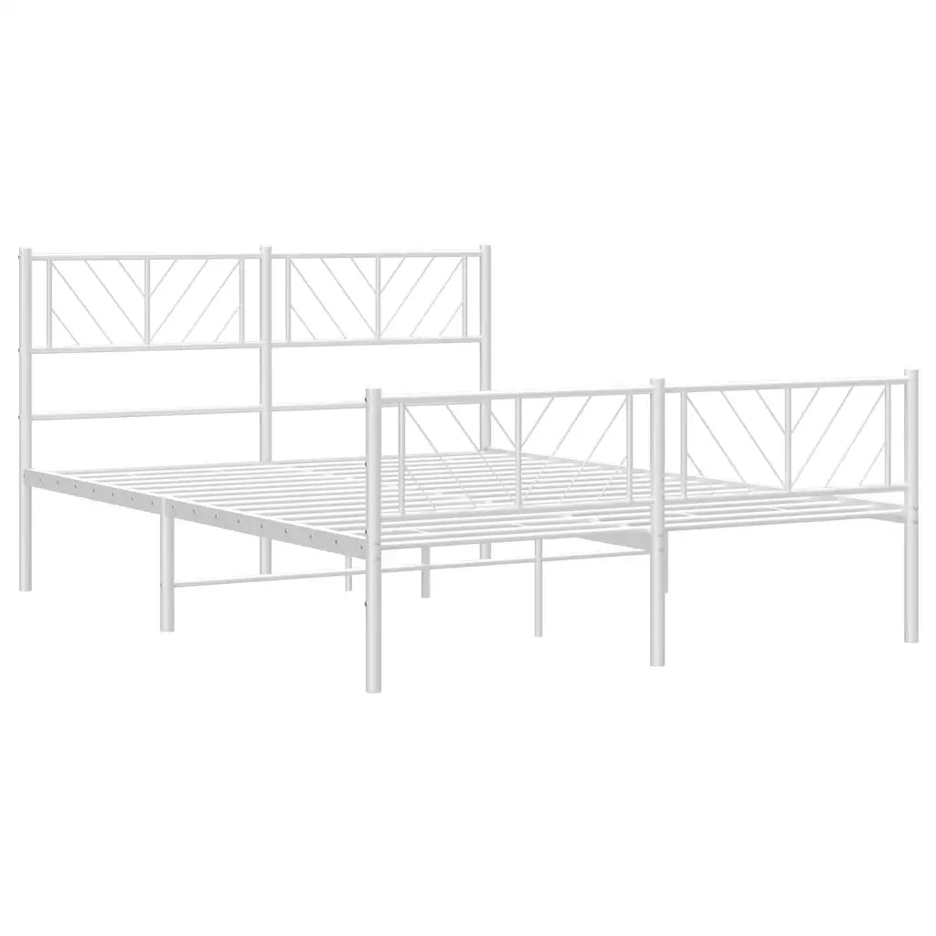 Giroletto con Testiera e Pediera Metallo Bianco 135x190 cm 372245