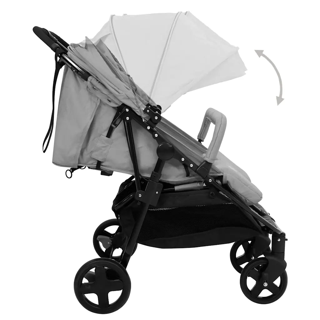 Passeggino Gemellare Grigio Chiaro e Nero in Acciaio CFW5900869