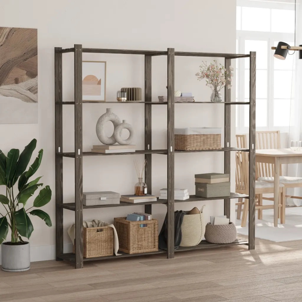 Scaffale a 5 Livelli Grigio 170x38x170 cm in Legno di Pino CFW9025410