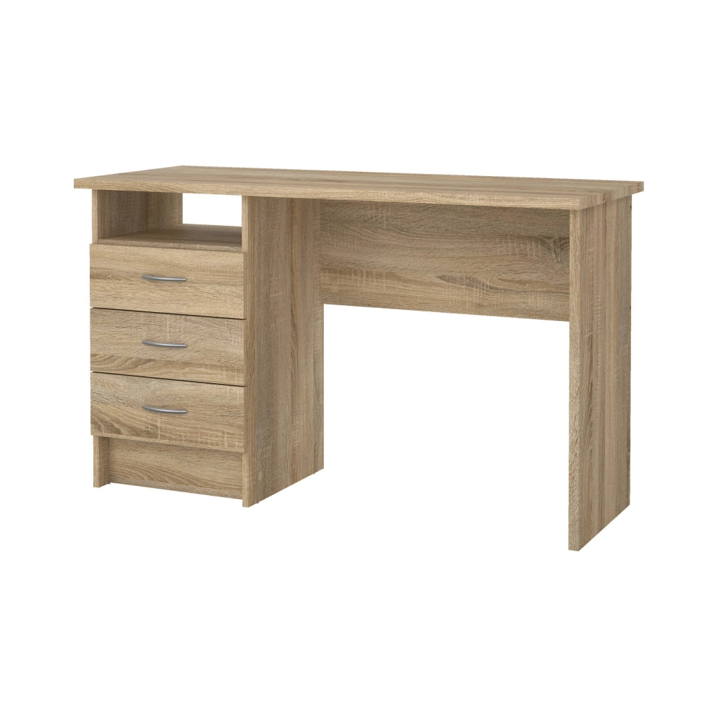 Scrivania lineare con tre Andre, colore rovere, Misure 120 x 72 x 48 cm