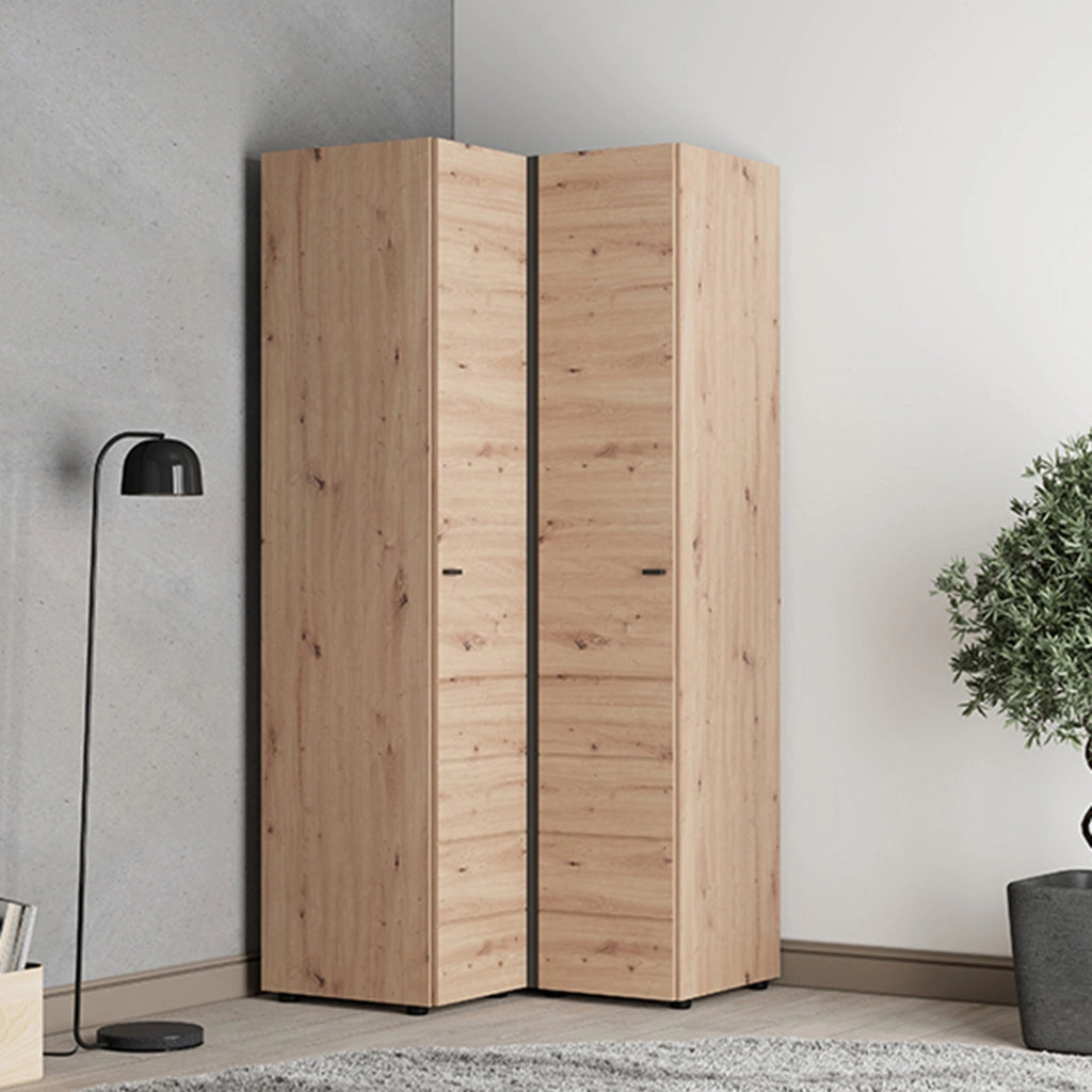 Armadio Camera da Letto Tavole, Guardaroba 2 Ante 4 Ripiani, 95x208h cm Marrone Rovere Nodi