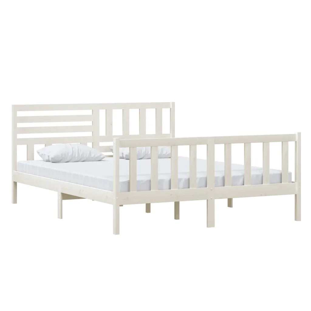 Giroletto-Struttura Letto Bianco in Legno Massello 160x200 cm 808675