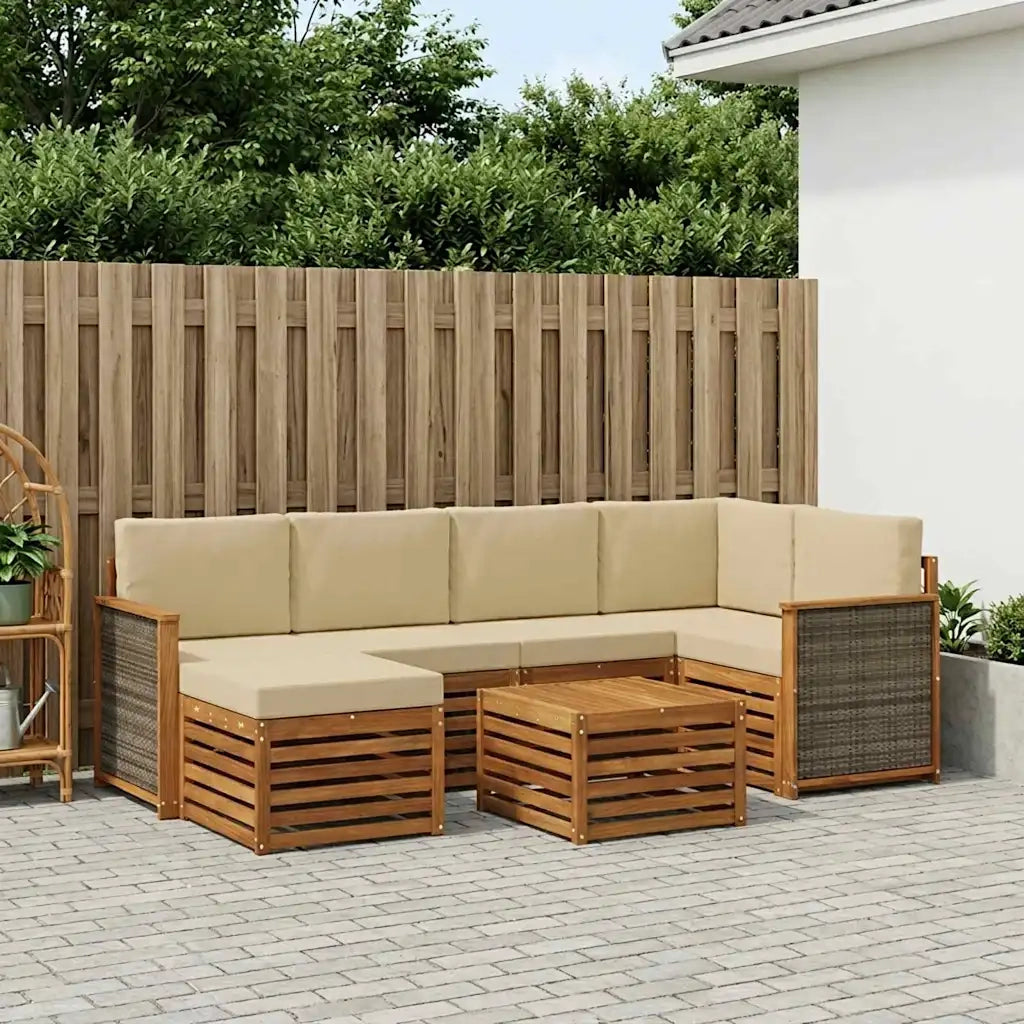 Set divano sezionale con cuscino 6 pcs Naturale